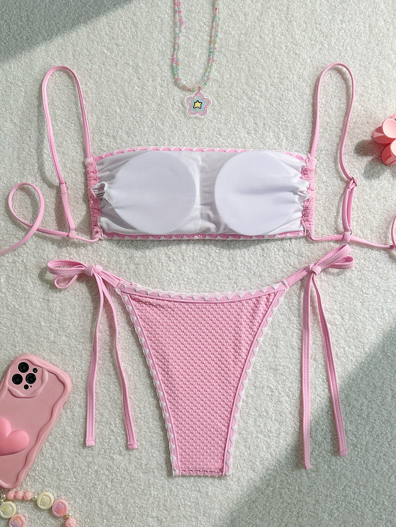 Two Pieces New White Bandage Stripe Bikini