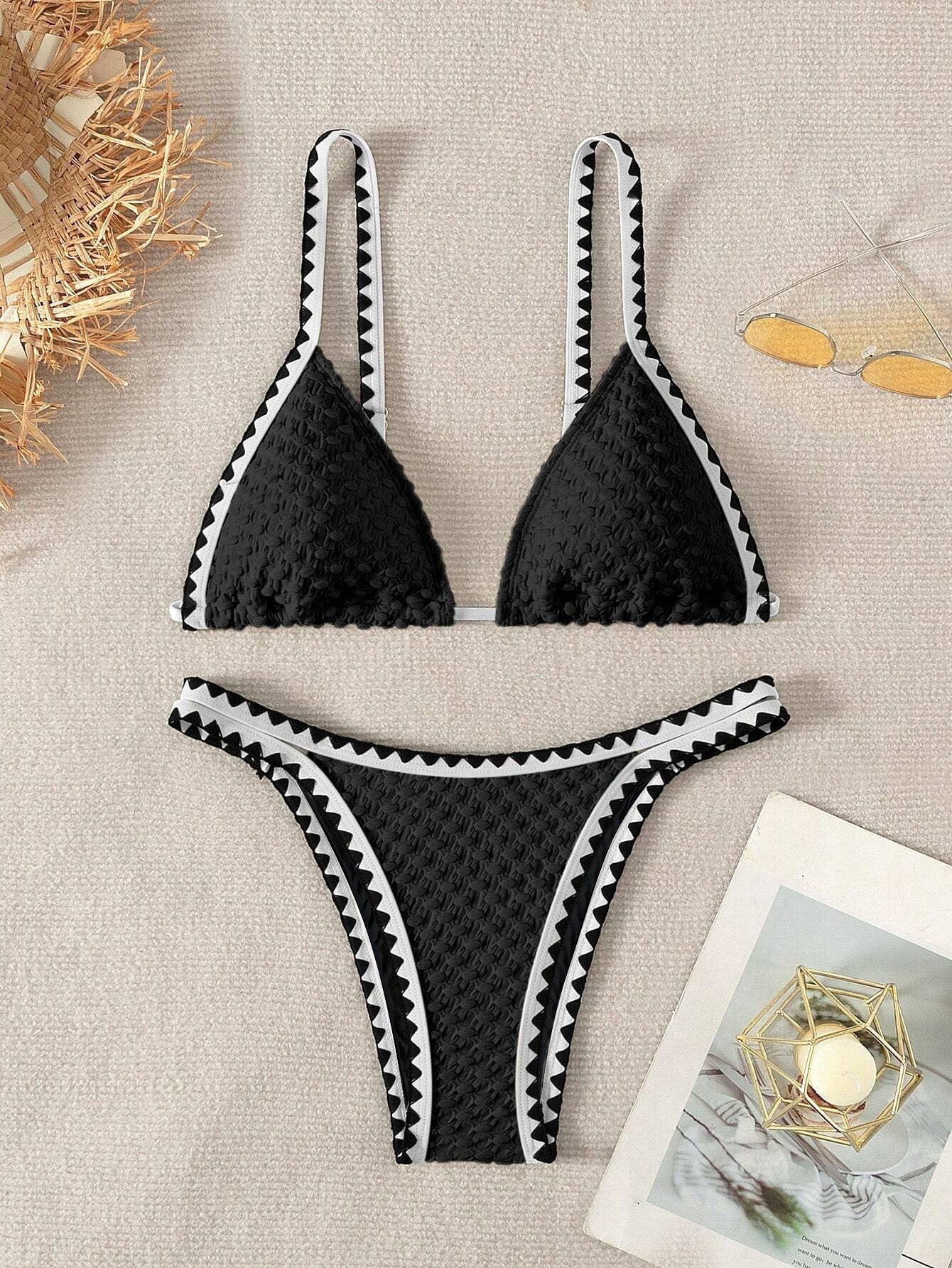 Two Pieces New White Bandage Stripe Bikini