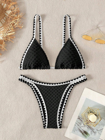 Two Pieces New White Bandage Stripe Bikini