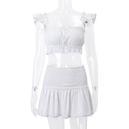 Flying Sleeves Camisole & Pleated Skirt Two-Piece Outfit Set | Sexy Style 2025 Aesthetic