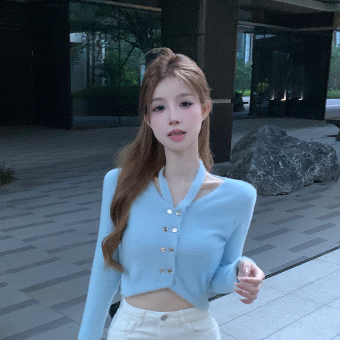 Soft Chenille Knitted Cardigan – Cozy Layering Pullover for Women