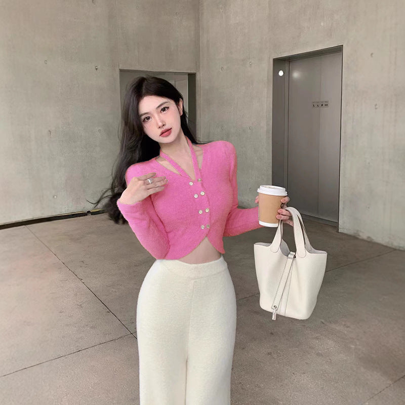 Soft Chenille Knitted Cardigan – Cozy Layering Pullover for Women