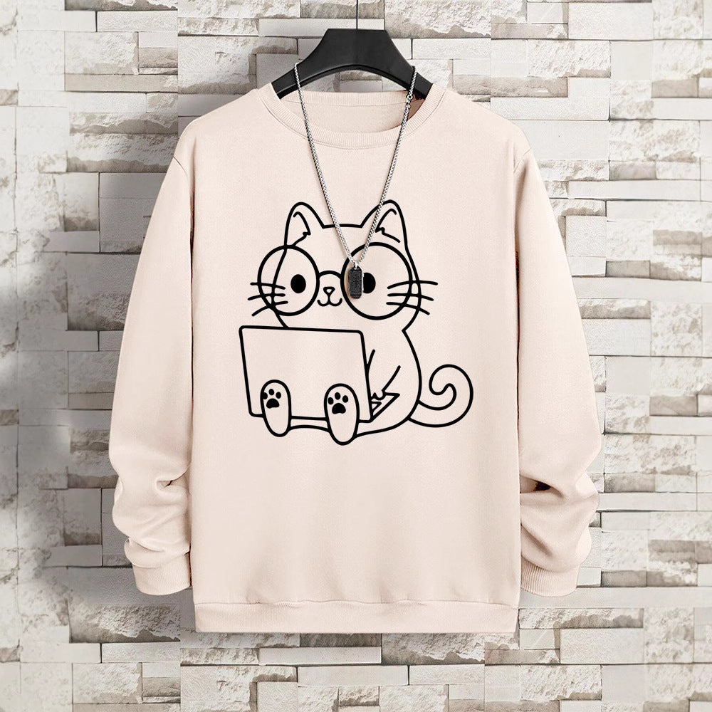 Gentleman Cat At Work – Printed Hip Hop Loose Fit Sweatshirt