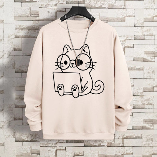 Gentleman Cat At Work – Printed Hip Hop Loose Fit Sweatshirt