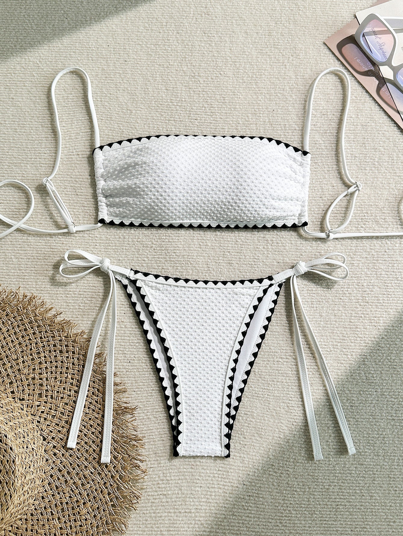 Two Pieces New White Bandage Stripe Bikini