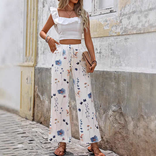 Fashion Casual Printed Loose Trousers – Relaxed Fit Cotton-Linen Pants