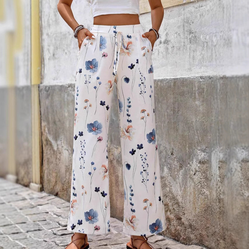 Fashion Casual Printed Loose Trousers – Relaxed Fit Cotton-Linen Pants