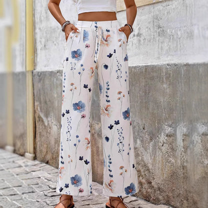 Fashion Casual Printed Loose Trousers – Relaxed Fit Cotton-Linen Pants