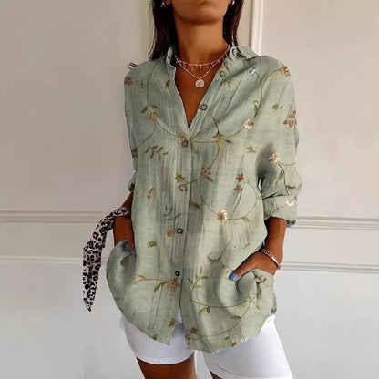 Flowers Print Long Sleeve Shirt for Women – Chic Streetwear Outfit