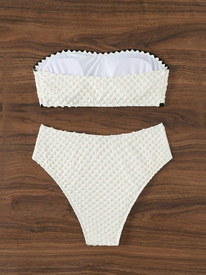 Two Pieces New White Bandage Stripe Bikini