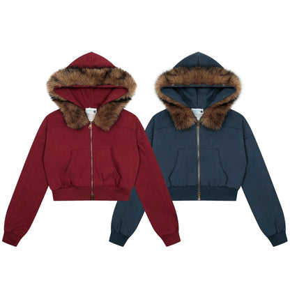 Retro Zip Up Hooded Sweater Cardigan – American Hot Girl Street Style Jacket