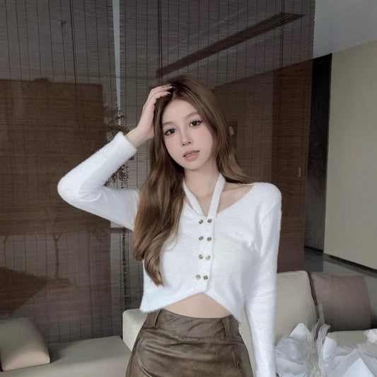 Soft Chenille Knitted Cardigan – Cozy Layering Pullover for Women