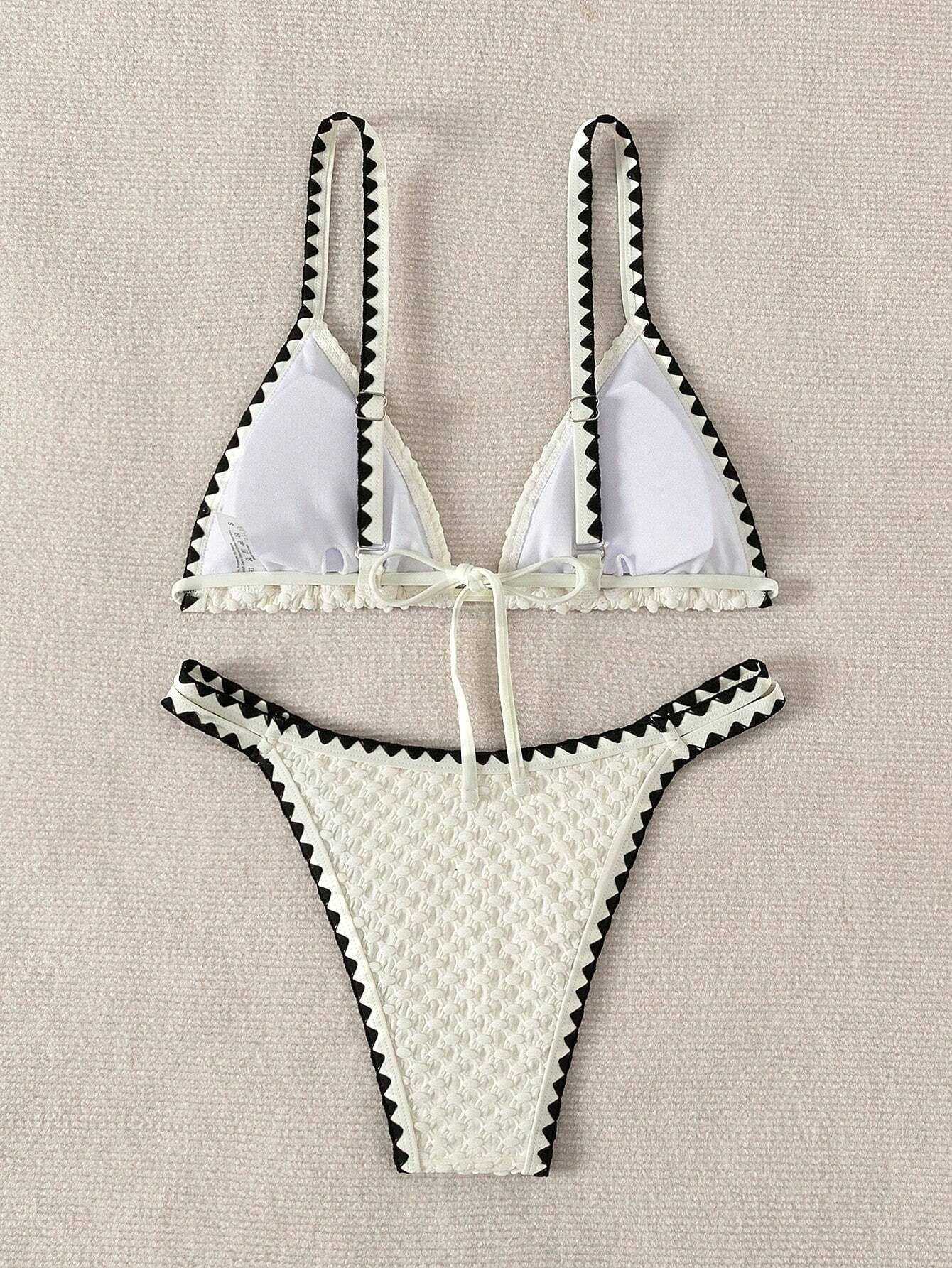 Two Pieces New White Bandage Stripe Bikini