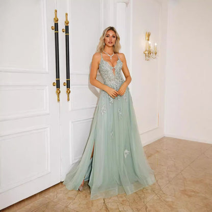 Long Evening Dress with Lace-Up Details | Elegant Dance & Party Dress for Women