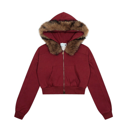 Retro Zip Up Hooded Sweater Cardigan – American Hot Girl Street Style Jacket