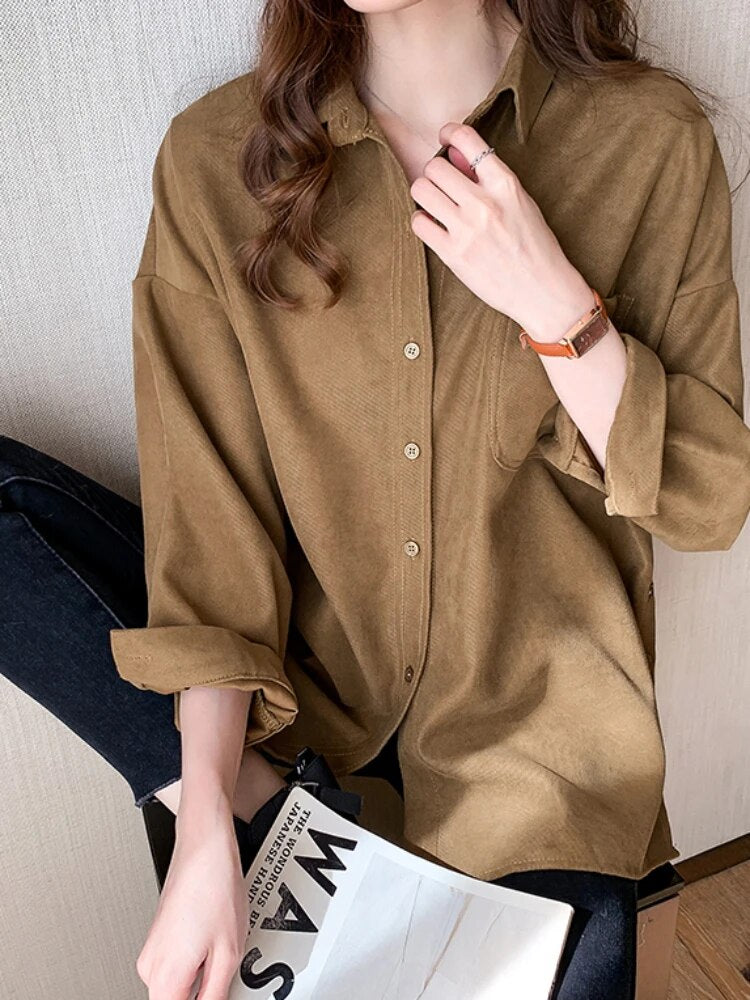 Korean Style Plus Size Blouses: Elegant Office Wear for Autumn and Winter