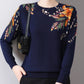 Korean Fashion Printed O-Neck Sweater: Spring/Autumn Pullover with Slim Fit
