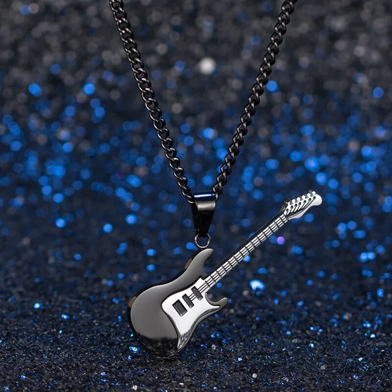 Punk Style Stainless Steel Electric Guitar Pendant