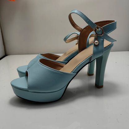 Peep Toe Block Heels Buckle Strap Summer Shoes