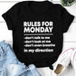 Rules For Monday Printed O-Neck T-Shirts For Women