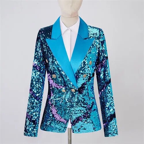 Red Slim-Fit Suit Jacket with Sequin Decoration: Ideal for Weddings, Parties