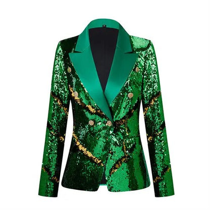 Red Slim-Fit Suit Jacket with Sequin Decoration: Ideal for Weddings, Parties