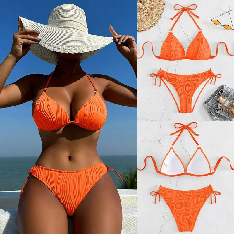 High Cut Women Sexy String Push Up Bikini