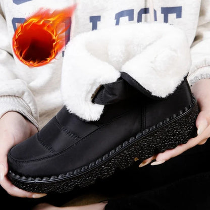 Plus Size Womens Boots Autumn Winter Ankle Flat Shoes Lace Up Retro Warm Booties Non Slip Mujer Botas