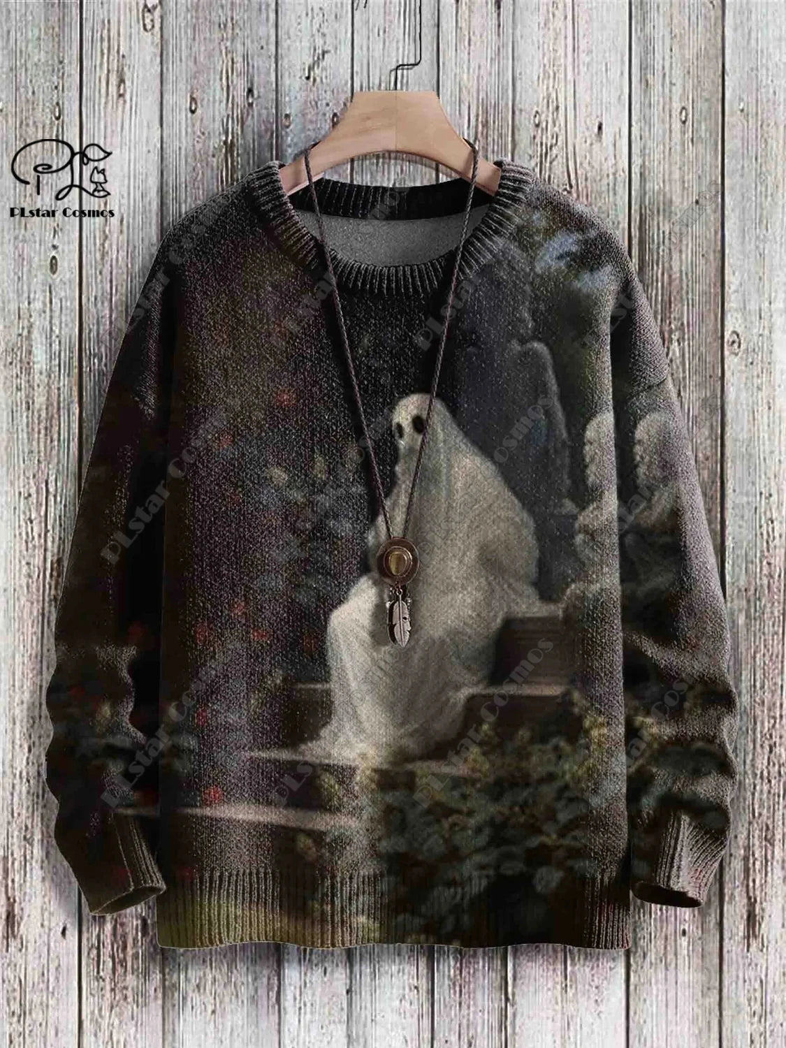 Womens Funny Ghost Pattern Gothic Warm Winter Sweater