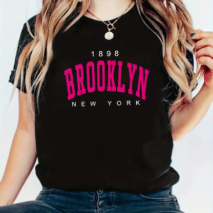Brooklyn New York 1898 Women S Graphic T Shirt Casual Short Sleeve Print Tee For Girls Ladies Fashion Tops