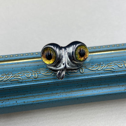 Big-Eyed Frog Ring – Retro Acrylic Adjustable Unisex Statement Ring