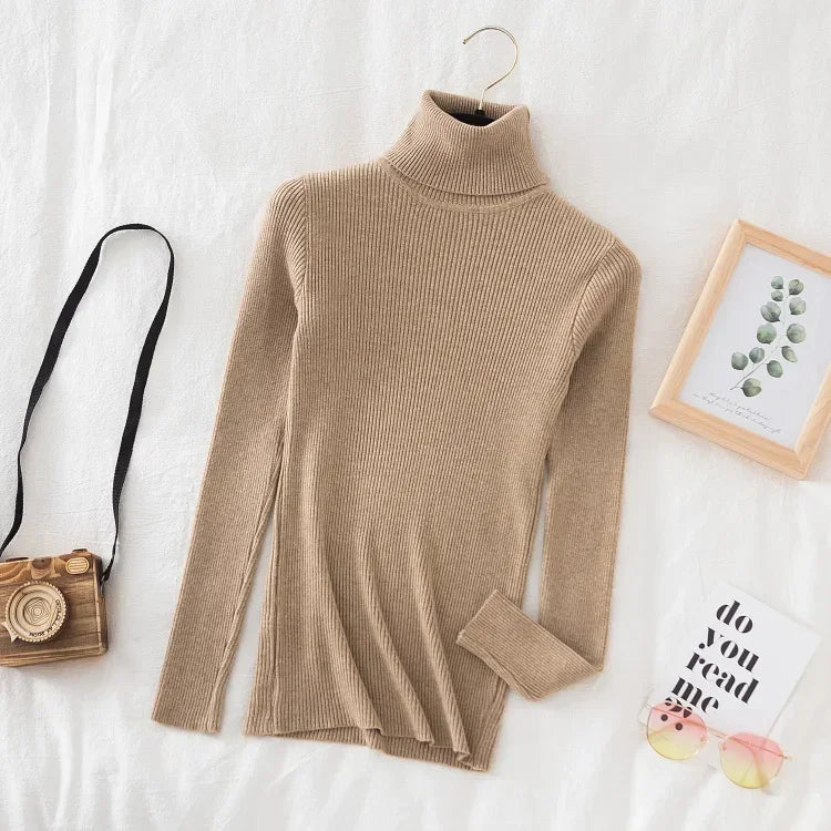 Timeless Basic: Solid Cashmere-Blend Turtleneck Jumper