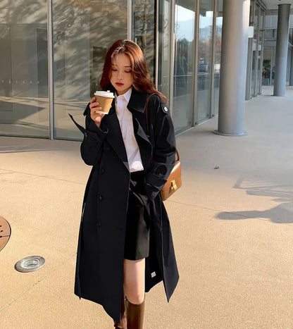 Womens Oversize Long Single Breasted Trench Coat