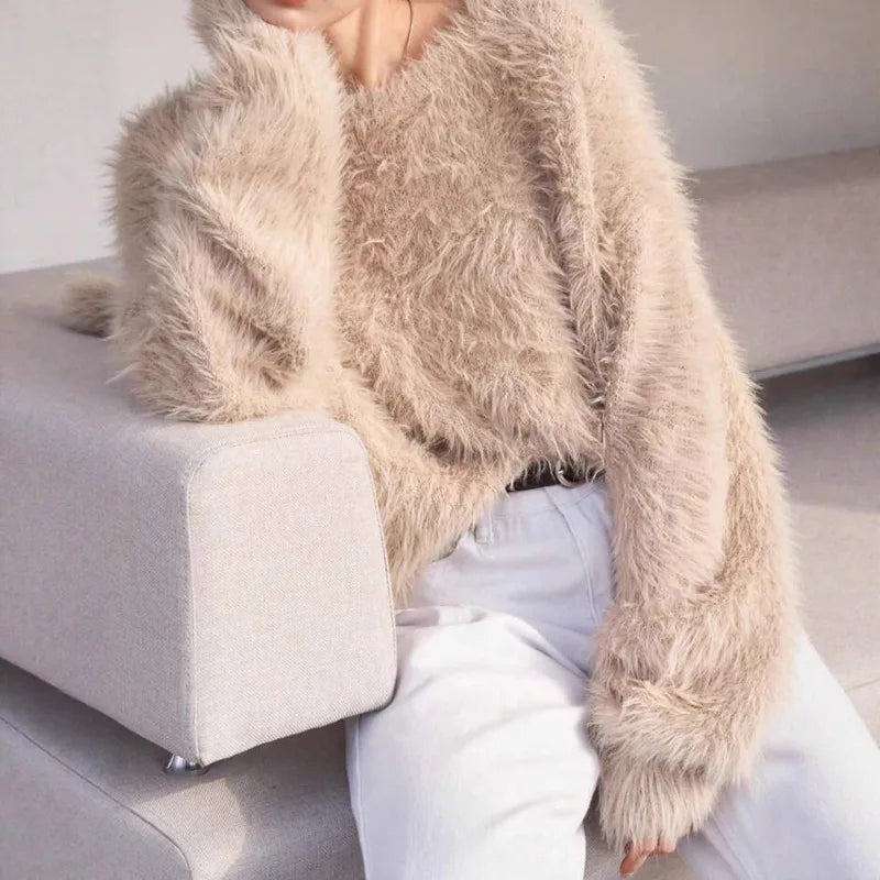 2025 Womens Thick Knitted Sweater Loose Fit Idle Style Pullover Half Polo Turtleneck Versatile Winter Top