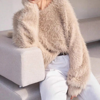 2025 Womens Thick Knitted Sweater Loose Fit Idle Style Pullover Half Polo Turtleneck Versatile Winter Top