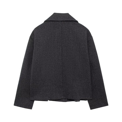 Casual Double Breasted Black Jacket for Effortless Chic Street Style Looks