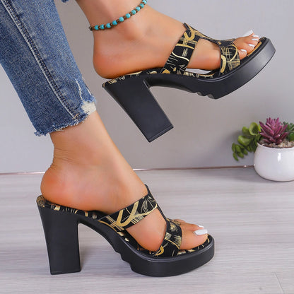 Womens High Heel Fashion Platform Open Toe Slipper