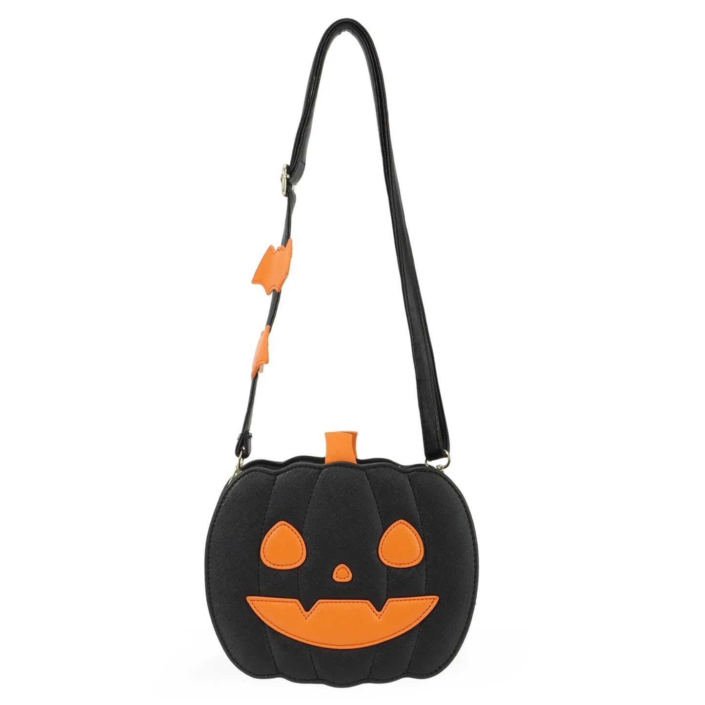 Halloween Pumpkin Purse Pu Leather Demon Messenger Bag With Adjustable Strap Zipper