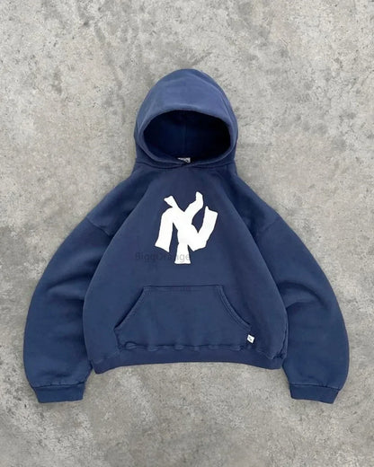 New Y2k Letter Print Zip Up Hoodie Streetwear Oversized Sweatshirt For Men Women