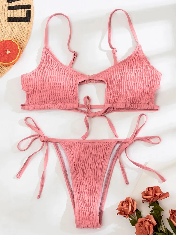 Stylish Hollow Out High Cut Micro Womens Swimsuit