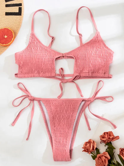 Stylish Hollow Out High Cut Micro Womens Swimsuit