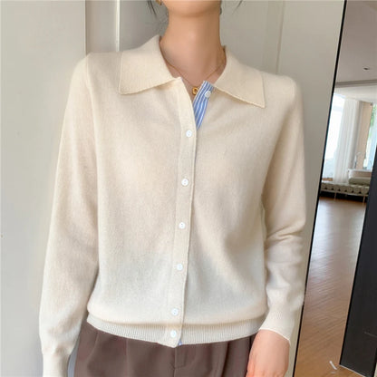 Casual Preppy Look - The Grey Collared Knit Cardigan