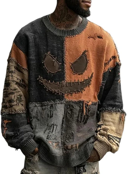 Halloween Knitted Sweater For Women Autumn Gothic Pumpkin Print Streetwear Harajuku Winter Warm Loose Casual Pullover