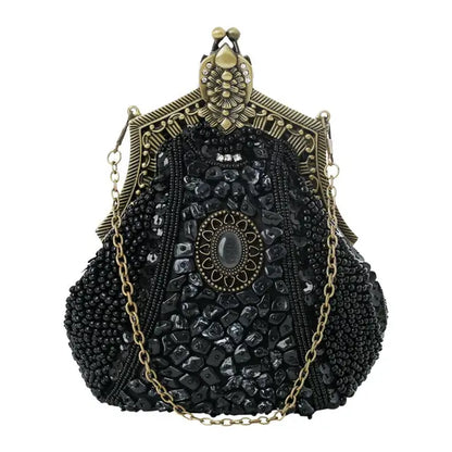 Queen Style Antique Crystal Beaded Evening Handbag