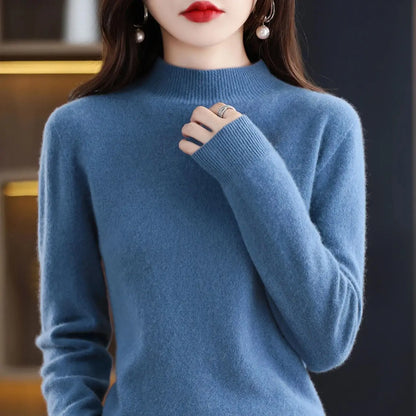2025 Womens 100 Pure Wool Cashmere Sweater Turtleneck Pullover Loose Fit High Neck Knit Top For Autumn Winter Large Size