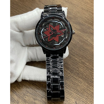 Edgy Anime Aesthetic - Sleek All-Black Mangekyou Sharingan Watch