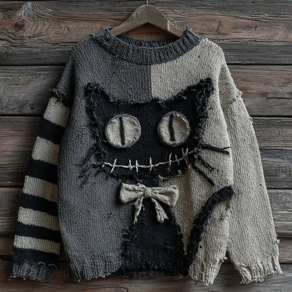 Halloween Knitted Sweater For Women Autumn Gothic Pumpkin Print Streetwear Harajuku Winter Warm Loose Casual Pullover
