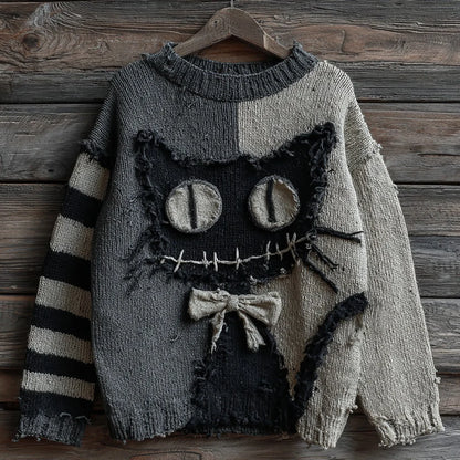Halloween Knitted Sweater For Women Autumn Gothic Pumpkin Print Streetwear Harajuku Winter Warm Loose Casual Pullover