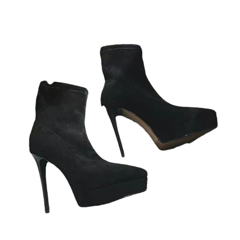 Pointed Toe Embroidery Ethnic Boots For Women Low Heel Red Platform Pumps Modern Designer Plus Size Banquet Shoes