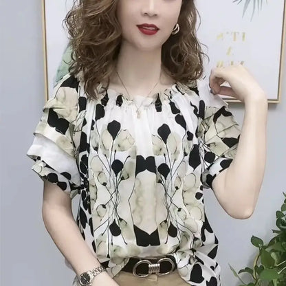 Chic 2023 Autumn Womens Print Shirt Puff Sleeve Elegance For The Office